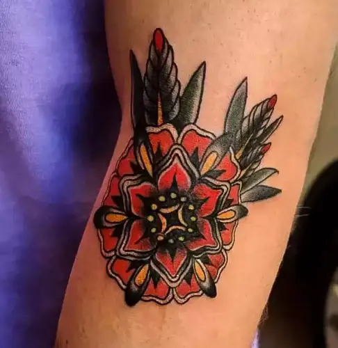 ukendt-kunstner, oldschool, blomst, color